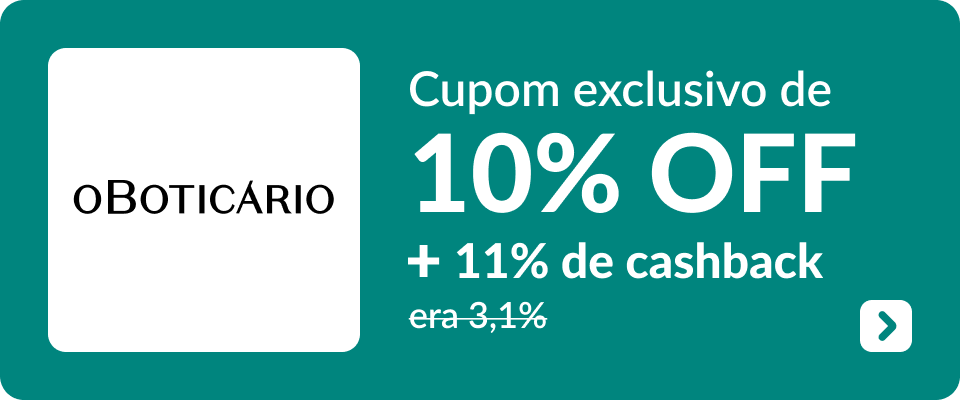 Cupom exclusivo garante 10% OFF