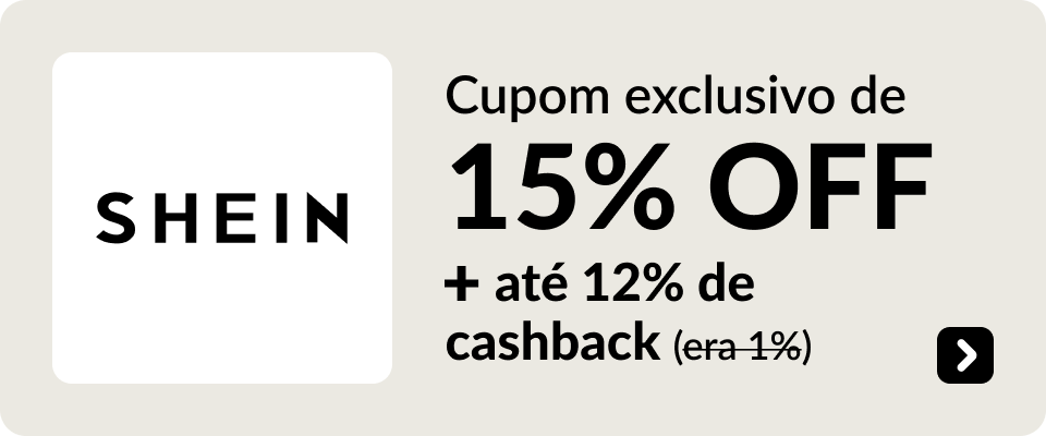 Cupom exclusivo com 15% OFF