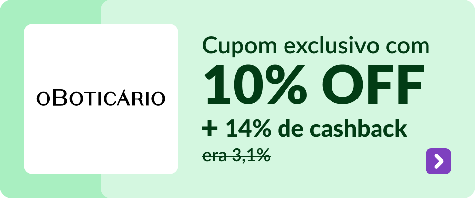 Cupom exclusivo com 10% OFF