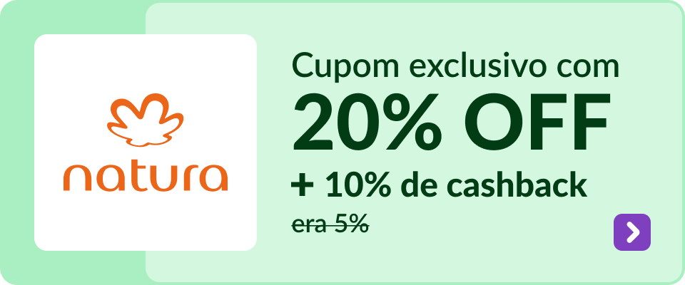Cupom exclusivo com 20% OFF