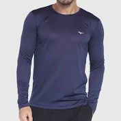 Camiseta Mizuno Nirvana Manga Longa Masculina - Azul-Escuro